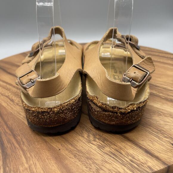 Birkenstock Sandals Womens Size 9 Tan Brown Leather Strappy Buckle Comfort Shoes - Picture 4 of 11